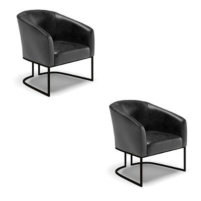 Kit 2 Poltronas Stella Corano Base Industrial Preto - D'Rossi Cor Preto