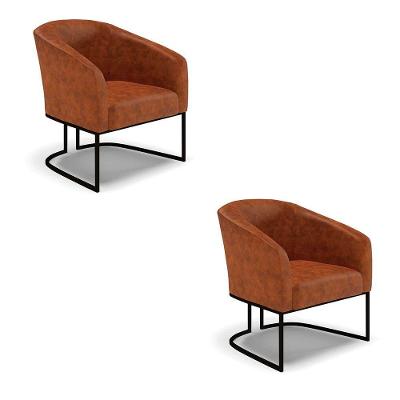 Kit 2 Poltronas Stella Corano Base Industrial Preto - D'Rossi Cor Nozes
