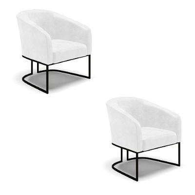 Kit 2 Poltronas Stella Corano Branco Base Industrial Preto - D'Rossi
