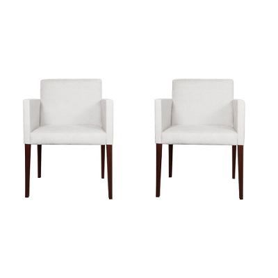 Kit 2 Poltronas Nina Executiva Em Tecido Sintético - Branco - Cor: Branco