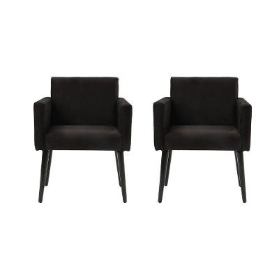 Kit 2 Poltronas Luca Para Sala De Recepção Em Tecido Suede - Preto - Cor: Preto