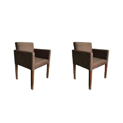 Kit 2 Poltronas Nina Para Escritório Sala De Recepção Tecido Suede - Marrom - Cor: Marrom