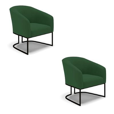 Kit 2 Poltronas Stella Veludo Verde Base Industrial Preto - D'Rossi