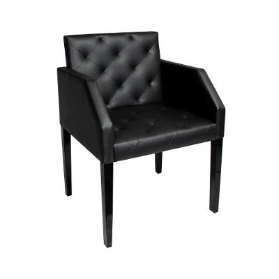 Poltrona Costura Capitonê Sala Espera Escritório - Preto - Cor: Preto