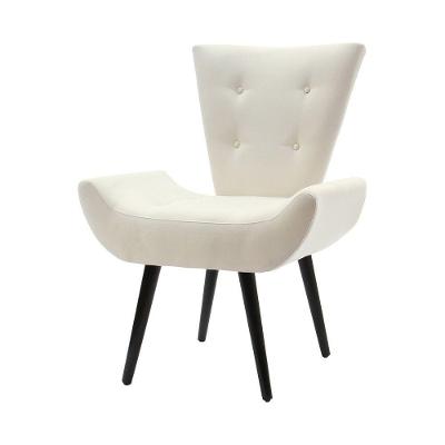 Poltrona Decorativa Emilia Pé Palito Em Suede - Bege - Cor: Bege