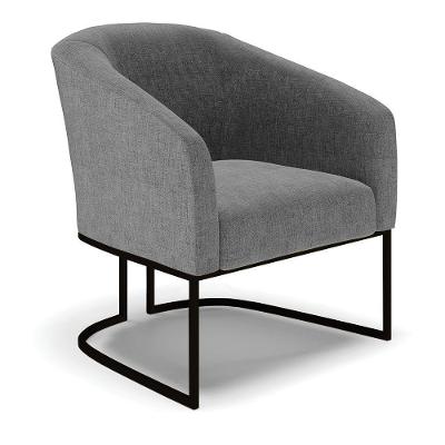 Poltrona Stella Linho Grafite A26 Base Industrial Preto - D'Rossi
