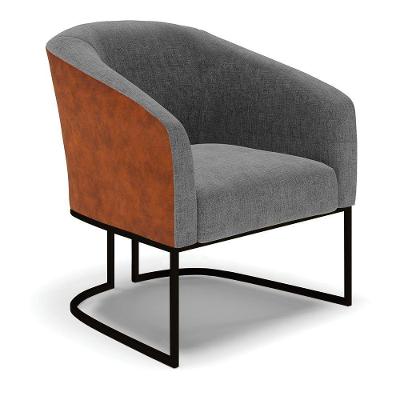 Poltrona Stella Corano Nozes Com Linho Grafite A26 Base Industrial Preto - D'Rossi