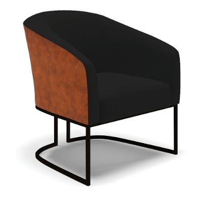 Poltrona Stella Corano Nozes Com Linho Preto A79 Base Industrial Preto - D'Rossi