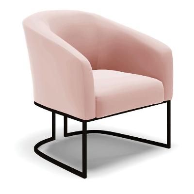 Poltrona Stella Veludo Base Industrial Preto - D'Rossi Cor Rose