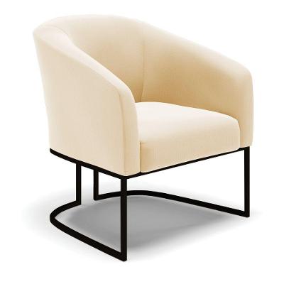 Poltrona Stella Suede Bege Base Industrial Preto - D'Rossi