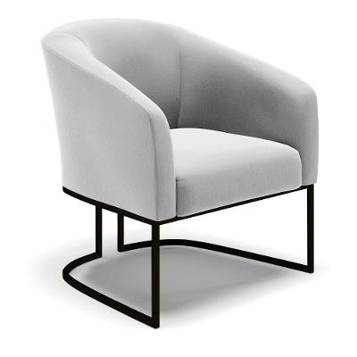 Poltrona Stella Suede Cinza Base Industrial Preto - D'Rossi