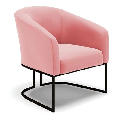 Poltrona Stella Suede Base Industrial Preto - D'Rossi Cor Rose