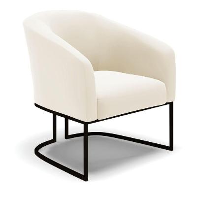 Poltrona Stella Veludo Base Industrial Preto - D'Rossi Cor Bege