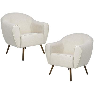 Kit 02 Poltronas Fixa Com Pés Palito Nina D02 Bege B-298