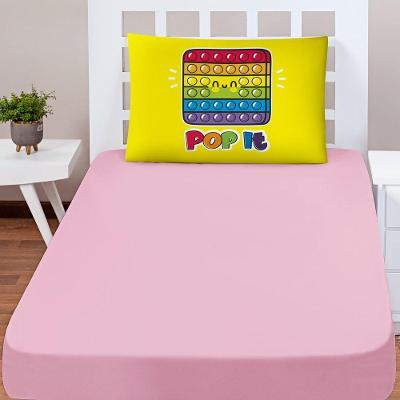 Jogo Cama Lençol Shine Solteiro Microfibra 180 Fios 2 Peças - Pop It Rosa Amarelo