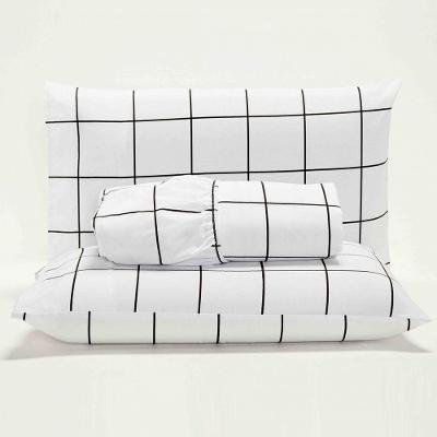 Jogo Cama Lençol Square Casal Quadriculado 3 Peças Branco
