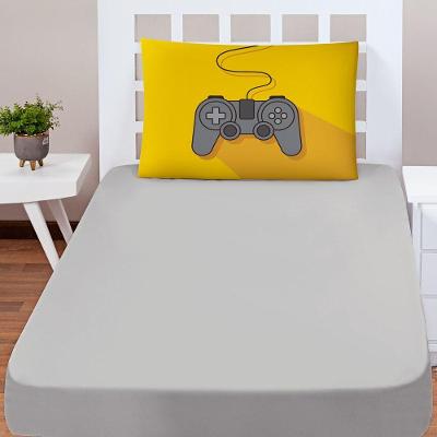 Jogo Cama Lençol Shine Solteiro Microfibra 180 Fios 2 Peças - Controle Game Cinza