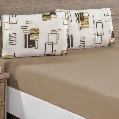 Jogo De Cama Lençol Siena Solteiro Malha Estampada 100% Algodão 2 Peças - Avelã