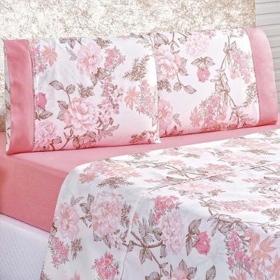 Jogo De Cama Lençol Solteiro 3 Peças Rosa