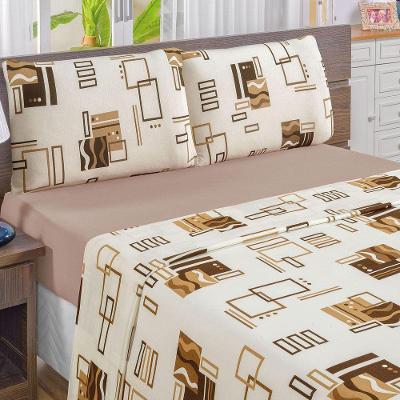 Jogo De Cama Solteiro Quality Estampado Malha 100% Algodão 3 Peças - Avelã