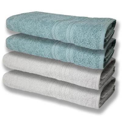 4 Toalhas Super Felpudas Grande E Grossa Algodão 80x150 Branco+verde