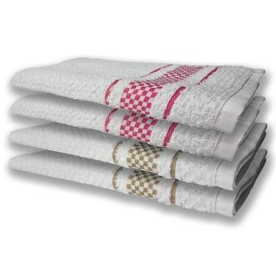 4 Panos De Prato Atoalhado Felpudo Premium Rosa+Marrom