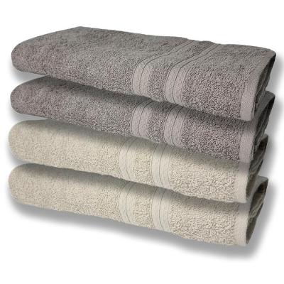 4 Toalhas Felpudas Grande E Grossa Algodão 80x150 Bege+cinza