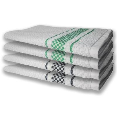 4 Panos De Prato Atoalhado Felpudo Premium Preto+Verde