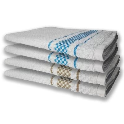 4 Panos De Prato Atoalhado Felpudo Premium Azul+Marrom