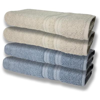4 Toalhas Super Felpudas Grande E Grossa Algodão 80x150 Azul+bege