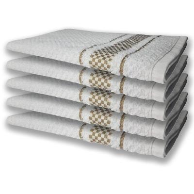 5 Panos De Prato Atoalhado Felpudo 370G/M² Premium Marrom