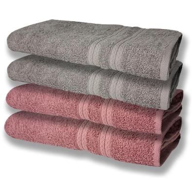 4 Toalhas Super Felpudas Grande E Grossa Algodão 80x150 Cinza+rosê.