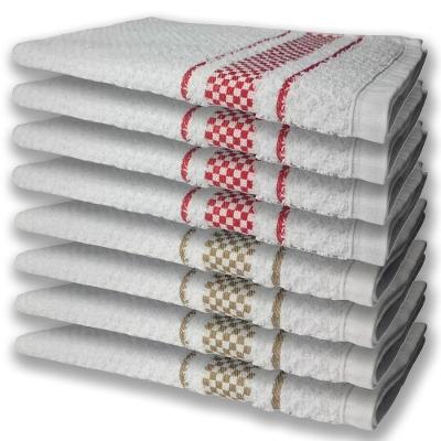 8 Panos De Prato Atoalhado Premium 4 Vermelho 4 Marrom