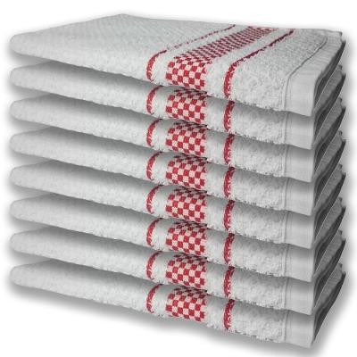 8 Panos De Prato Atoalhado Felpudo 370G/M² Premium Vermelho
