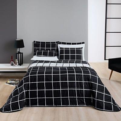 Cobre Leito Casal Square Micropercal 200 Fios 3Pç - Preto