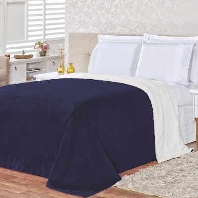 Cobertor King Colorado Sherpa + Manta Flannel 1Pç - Marinho