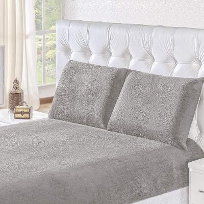 Jogo De Cama Casal Inverno Manta Flannel 3 Pç - Cinza