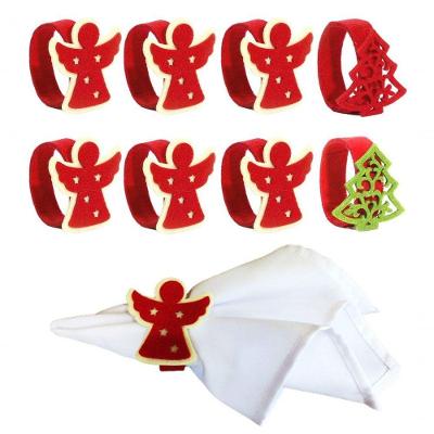 Jogo Porta Guardanapo Natal Anjo Pinheiro Anel 8pçs