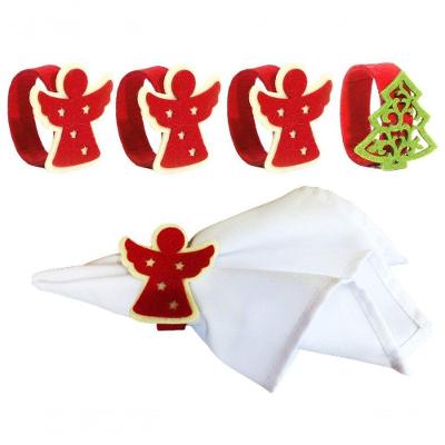 Jogo Porta Guardanapo Natal Anjo Pinheiro Verde Anel 4 Peças