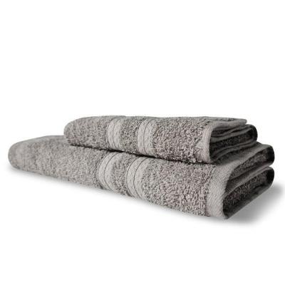 Kit 2 Toalhas Lisboa 1 Banho 1 Rosto Grossa 100% Algodão 430g/m² Cinza
