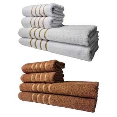 Kit 8 Toalhas Grossas E Grandes Dubai 4 Banhos 4 Rostos Branco+marrom