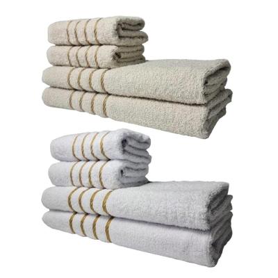 Kit 8 Toalhas Grossas E Grandes Dubai 4 Banhos 4 Rostos Bege+branco