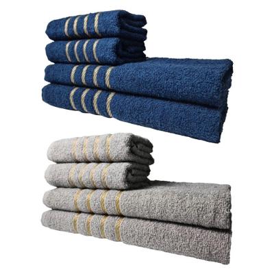 Kit 8 Toalhas Grandes Dubai 4 Banhos 4 Rostos Azul+cinza
