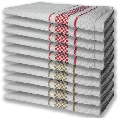 10 Panos De Prato Atoalhado Premium 5 Vermelho 5 Marrom
