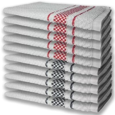 10 Panos De Prato Atoalhado Premium 5 Vermelho 5 Preto