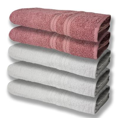 5 Toalhas Grande E Grossa Algodão Branco E Rosê