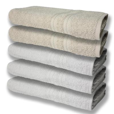5 Toalhas Grande E Grossa Algodão Branco e Bege