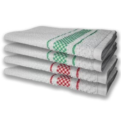 4 Panos De Prato Atoalhado Felpudo Vermelho e Verde