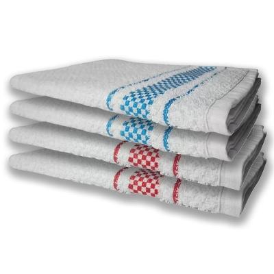 4 Panos De Prato Atoalhado Felpudo Vermelho+azul