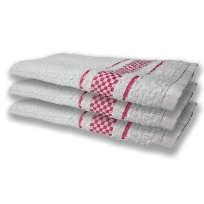 3 Panos De Prato Atoalhado Felpudo Rosa